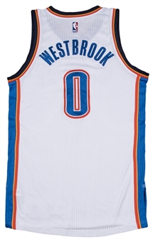2014-15 Russell Westbrook Game Used and Photo Matched Oklahoma City Thunder White Jersey Worn on 12/12/14 Vs. Timberwolves (MeiGray) 